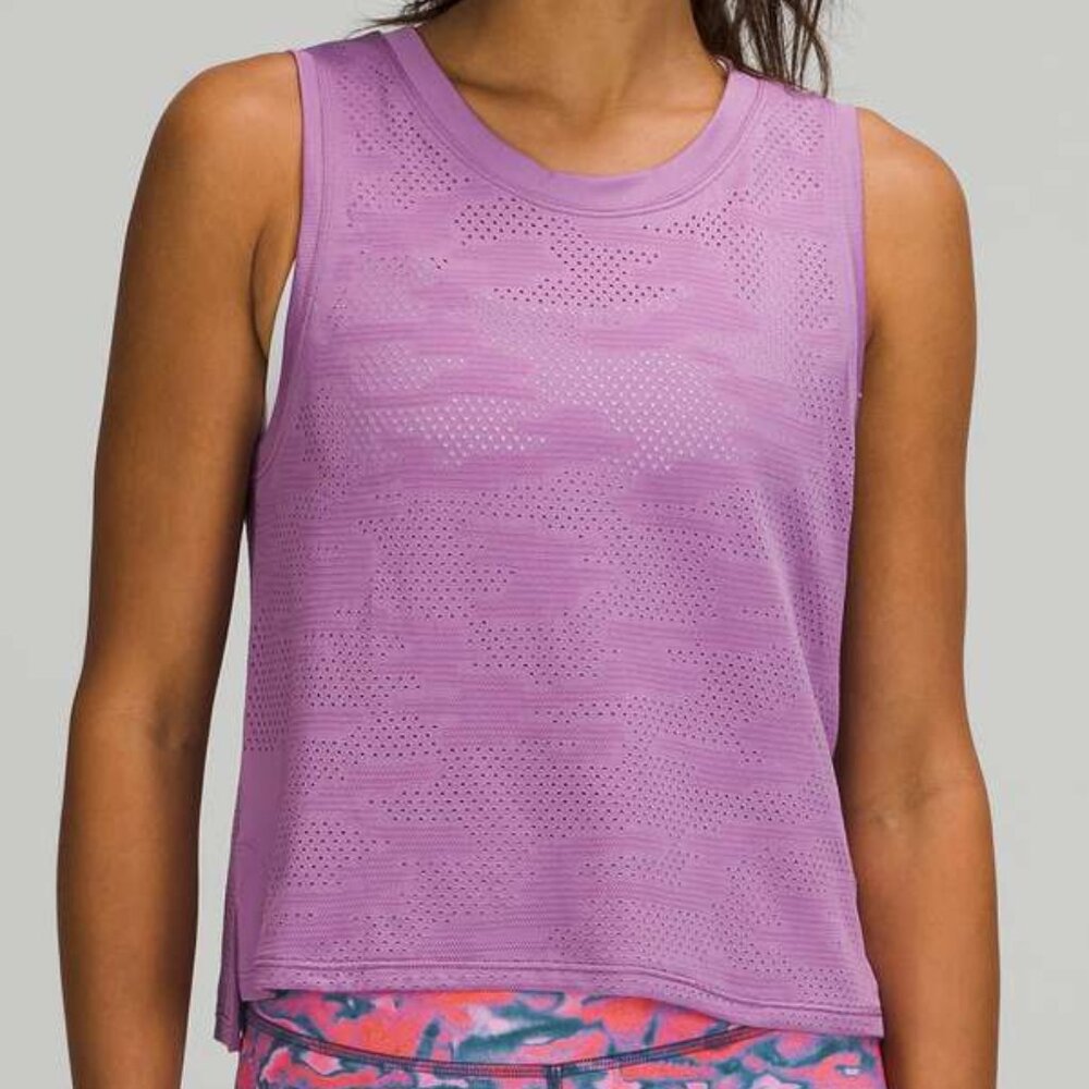 Lululemon Train to Be Tank Top Camo Dot Camo Wisteria Purple